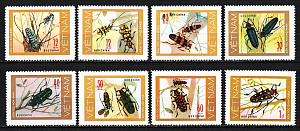 Вьетнам, 1977, Насекомые, Жуки, 8 марок